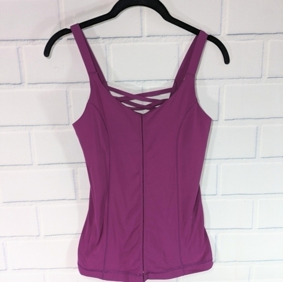 lululemon athletica Tops - Lululemon Fuchsia Ladderback Fitted Athletic Tank Shelf Bra